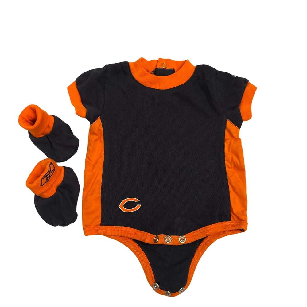 Chicago Bears Baby One Piece Bodysuit Set NFL Orange Black Size 3-6 Months